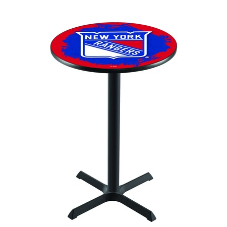 Holland Bar Stool Co 42" Blk Wrinkle New York Rangers Pub Table L211B4228NYRang